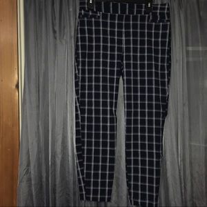Navy flannel pattern pants